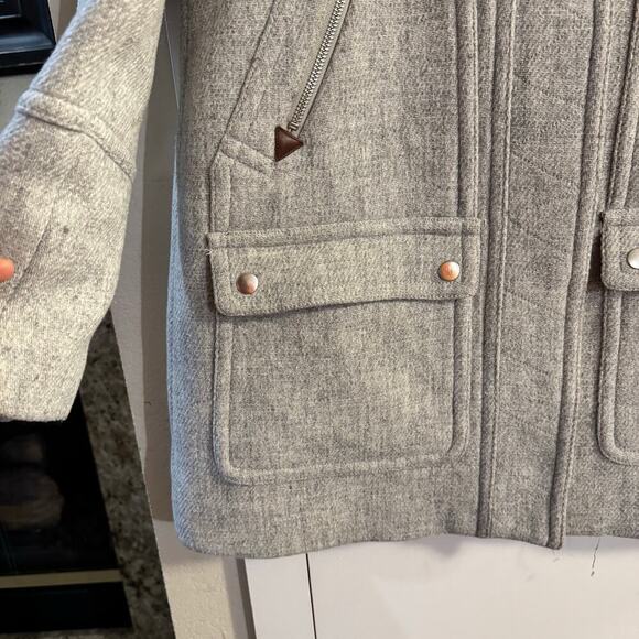 J.Crew Chateau Italian Wool Parka Coat Jacket Gray Size 10P Mob Wife - Picture 7 of 12